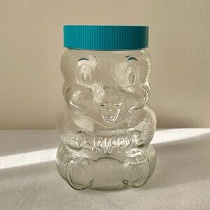 1990 Skippy Peanut Butter Glass Penny Coin Bank Squirrel Shaped Jar with Lid